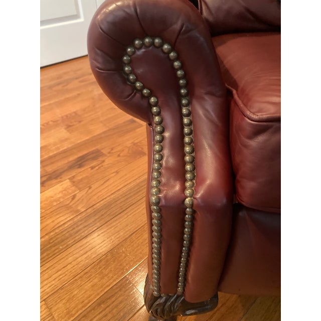 1990s Craftwork Guild Burgundy Leather Wingback Armchair With Nailhead Trim For Sale In Philadelphia - Image 6 of 10