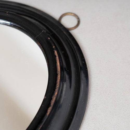 Black Early 20th Century Wall Mirror with Lacquered Black Oval Frame, 1940s For Sale - Image 8 of 16