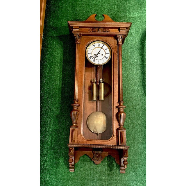 Large 19th Century 2 Weight German Vienna Regulator Wall Clock by