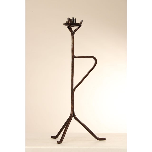 Bronze Mid Century Pair Of Hand Forged Tabletop Candelabras For Sale - Image 8 of 12