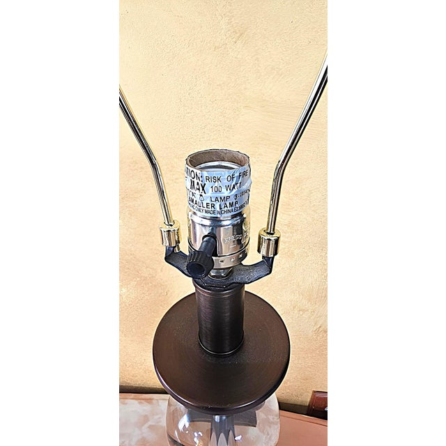 Copper Crystal Ball Urn Lamp With Copper Finish & White Bell Shade – 30” Transitional Accent Lamp For Sale - Image 8 of 18