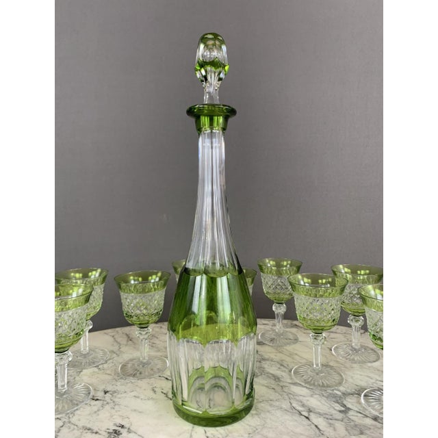 Crystal Liquor Glasses and Decanter, 20th Century, Set of 12 For Sale - Image 5 of 9