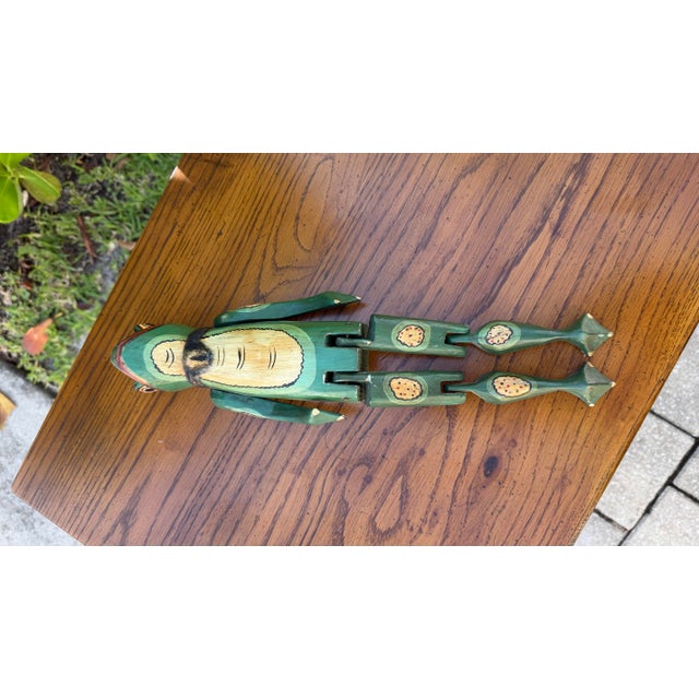 Vintage Hand Carved Articulated Wooden Frog Shelf Sitter Figure For Sale - Image 9 of 12