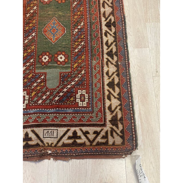Tribal Antique Caucasian Borchalu Kazak Rug Wool Handmade 4.1' X 6.2' - Circa 1860s For Sale - Image 3 of 11