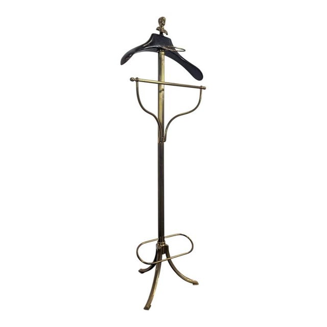 Neoclassical Valet Stand in Leather-Covered Brass For Sale - Image 6 of 6