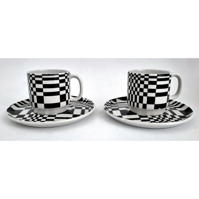 1960s Op Art Espresso Coffee Set Demitasse Pitcher Cups Saucers Tray For Sale - Image 9 of 12