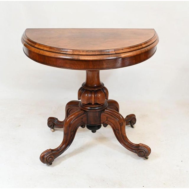 Wood Victorian Walnut Card Table, 1860 For Sale - Image 7 of 7