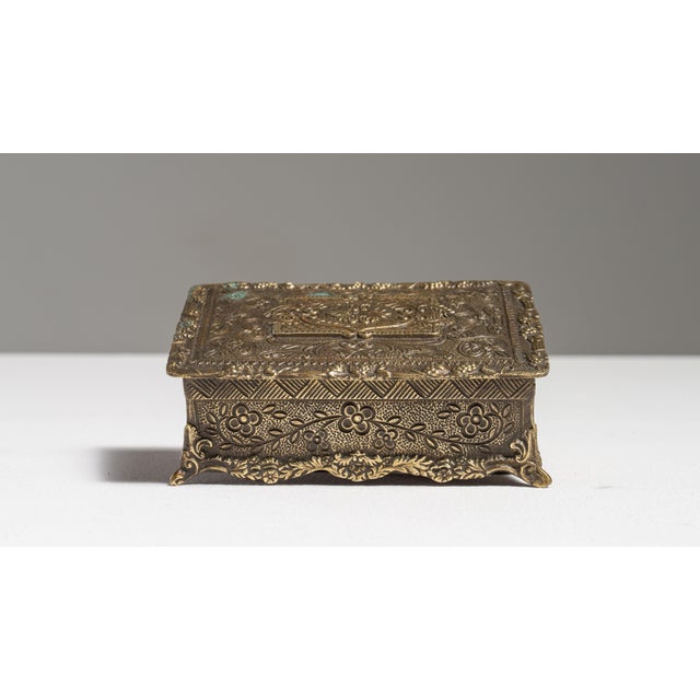 20th Century French Repoussé Brass Trinket Box For Sale - Image 14 of 15