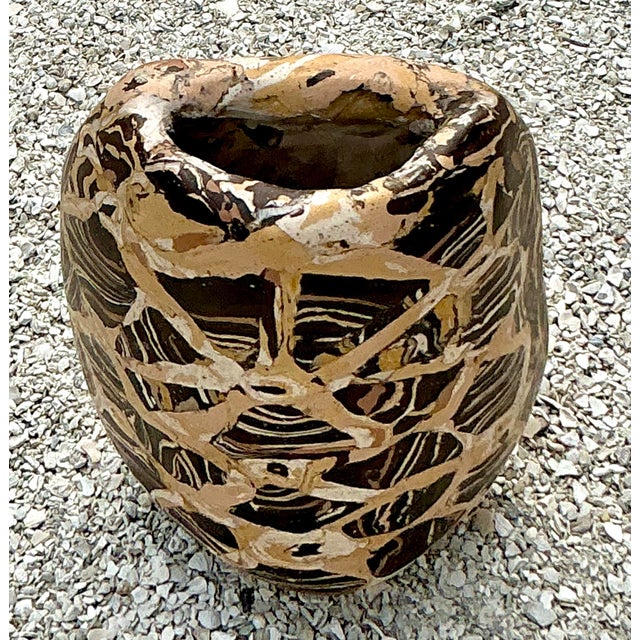 Vintage Boho Artisanal Pigmented Plaster Scagliola Wall Pocket For Sale In West Palm - Image 6 of 12