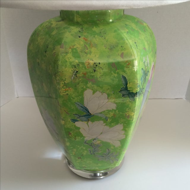 Reverse Painted Decoupage Lamp On Lucite Base Chairish