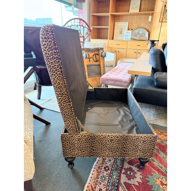 Textile Leopard Print Storage Bench Seat Ottoman For Sale - Image 7 of 12