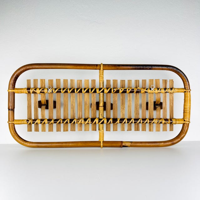 Mid-Century Modern Bamboo & Rattan Coat Rack attributed to Olaf Von Bohr, Italy, 1950s For Sale - Image 10 of 15
