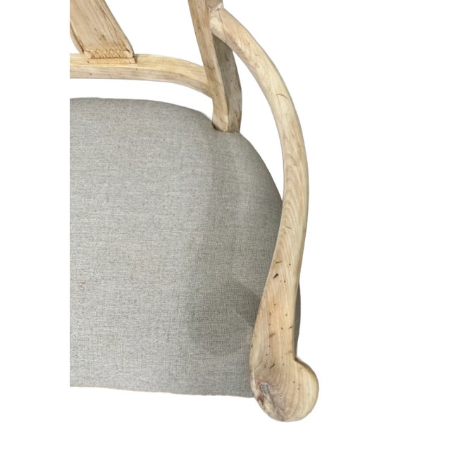 Wood Early 20th Century Vintage Bleached Carved Wood Bench For Sale - Image 7 of 9