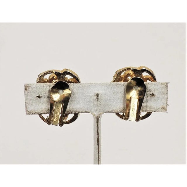 Vintage 1960s De Nicola Cabochon Faux-Turquoise Clip Earrings - 2 Pieces For Sale - Image 4 of 9