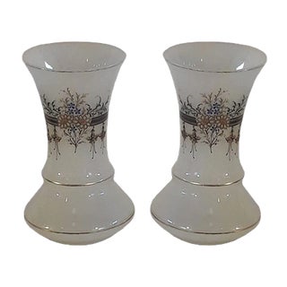 Mid-Century Opaline White Vases, Set of 2 For Sale