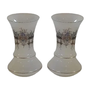 Mid-Century Opaline White Vases, Set of 2