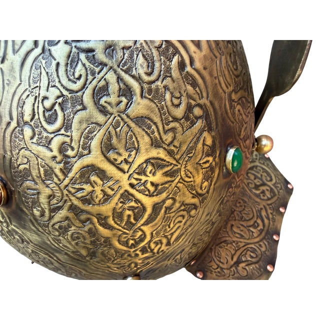 Jeweled Engraved Brass Helmet For Sale - Image 11 of 18