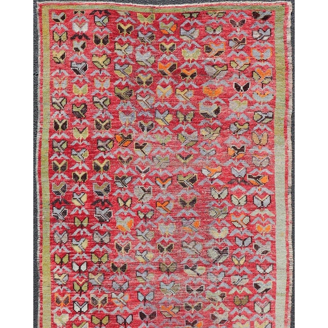 Colorful Vintage Konya Rug in Red Acid Green, Orange 4' X 8'10" For Sale - Image 9 of 12