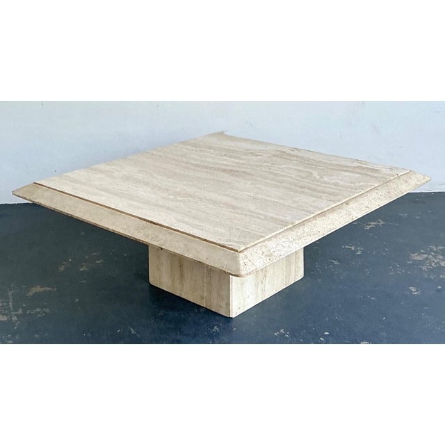 Vintage Italian Stone International Travertine Pedestal Coffee Table For Sale - Image 13 of 17
