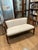 Mid-Century Modern Vintage Wood & Cane Upholstered Settee / Loveseat For Sale - Image 3 of 14