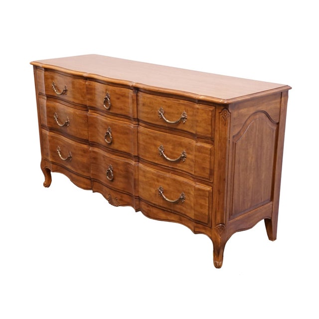 DAVIS CABINET Co. Solid Walnut Country French Provincial 64" Triple Dresser 1702 - Fleming Finish 34" High 64.5" Wide 21"...