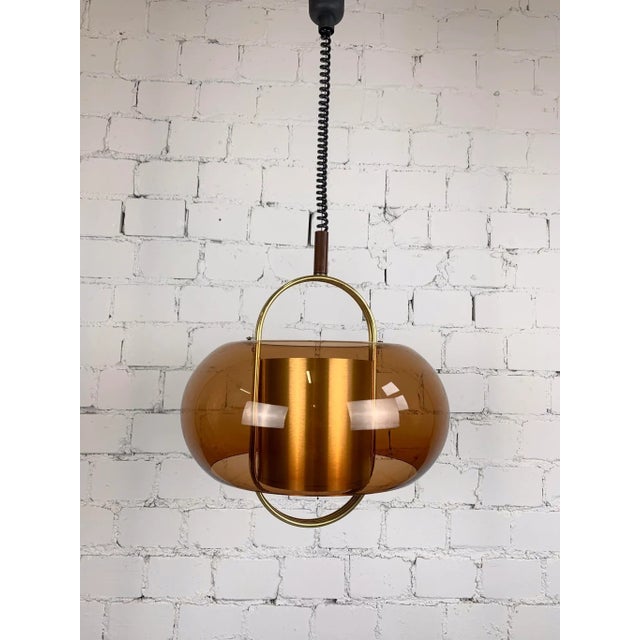 Vintage Pendant Lamp in Smoked Brown Acrylic, 1970s For Sale - Image 4 of 11
