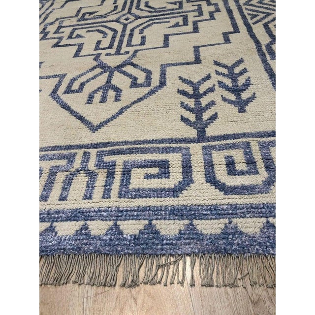 6x9 Ivory Hand-Knotted Wool Bamboo Silk Abstract Tree Motifist Design Carpet Rug For Sale In New York - Image 6 of 7