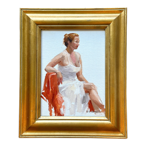 Oil on Canvas Portrait Painting "Party Dress" by Laurie Kersey, Framed