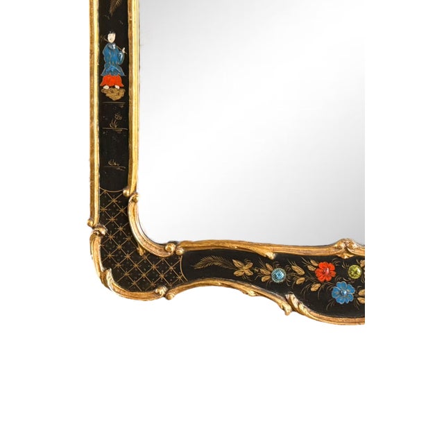 Late 20th Century Georgian Style Black Chinoiserie Mirror by Friedman Brothers For Sale In Atlanta - Image 6 of 7