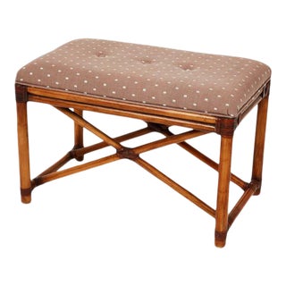 Vintage 1970s McGuire Style Foot Stool or Bench For Sale