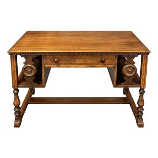 Early 20th Century Maddox Jacobean Revival Wooden Library Table Writing Desk For Sale