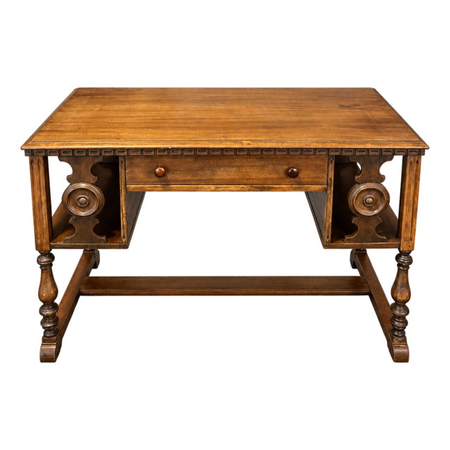 Early 20th Century Maddox Jacobean Revival Wooden Library Table Writing Desk For Sale