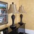 Vintage Uttermost Carved Wood-Finish Urn Table Lamps With Damask Shades – Pair For Sale - Image 16 of 18