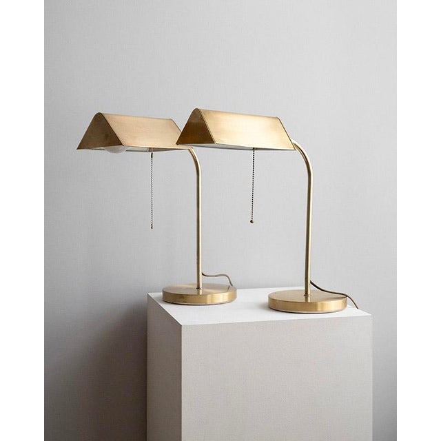 1970s Banker Style Brass Table Lamp, Germany, 1970s For Sale - Image 5 of 10