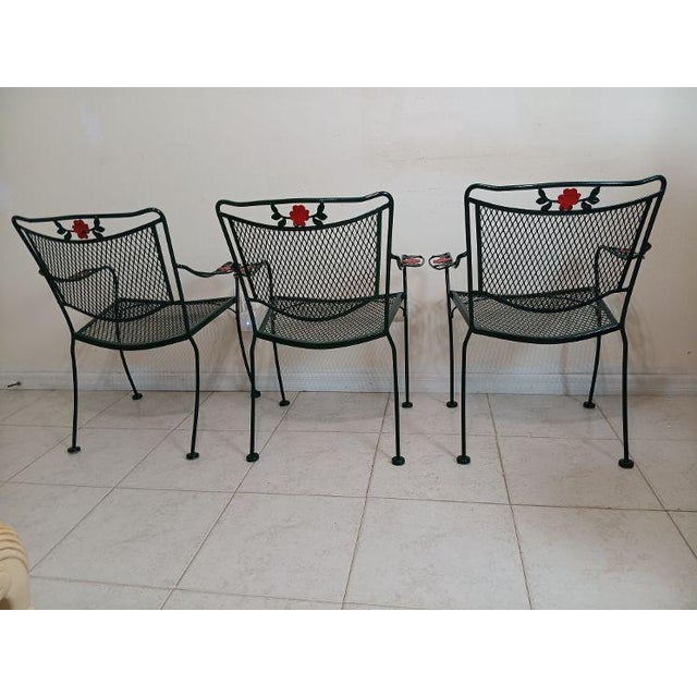Vintage Metal Russell Woodard Salterini Style Patio Garden Chair Green Set Of 3 Style: Mid Century Modern Color: Green...