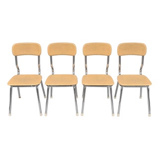 Vintage Heywood-Wakefield Heywoodite Chairs Set of 4 MCM Chrome School Dining For Sale