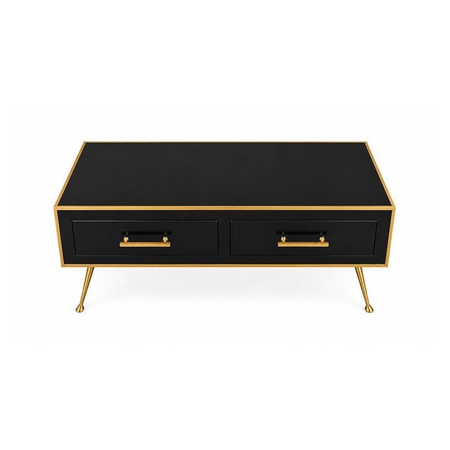 Metal Black Glass and Brass Coffee Table, 1980s For Sale - Image 7 of 7