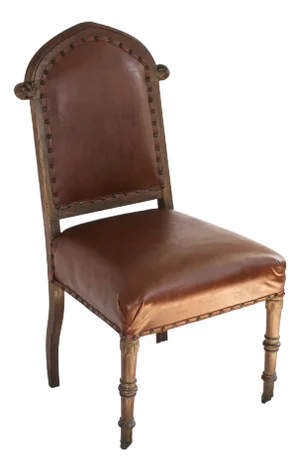 English Leather and Wood Chair From the Mid 1800s