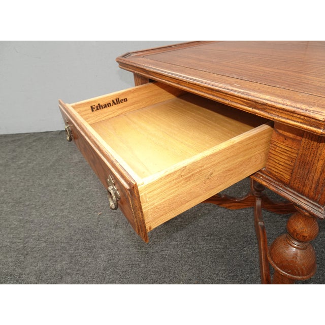Vintage Ethan Allen French Country Brown Oak End Table ~ Side Table For Sale - Image 9 of 13