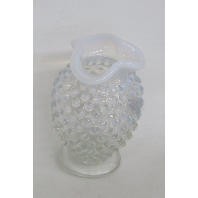 Fenton Art Glass Company Fenton French Glass Hobnail Opalescent Small Vase Clear White Fluted Rim 4771b For Sale - Image 4 of 14