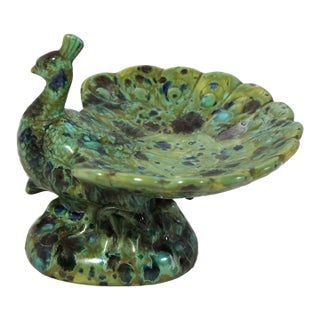 Excellent Vintage Mid-Century Ceramic Peacock Bowl For Sale