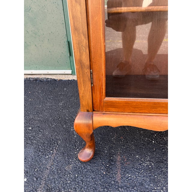 Brown Antique Cherry Queen Anne Double Door Bookcase For Sale - Image 8 of 12