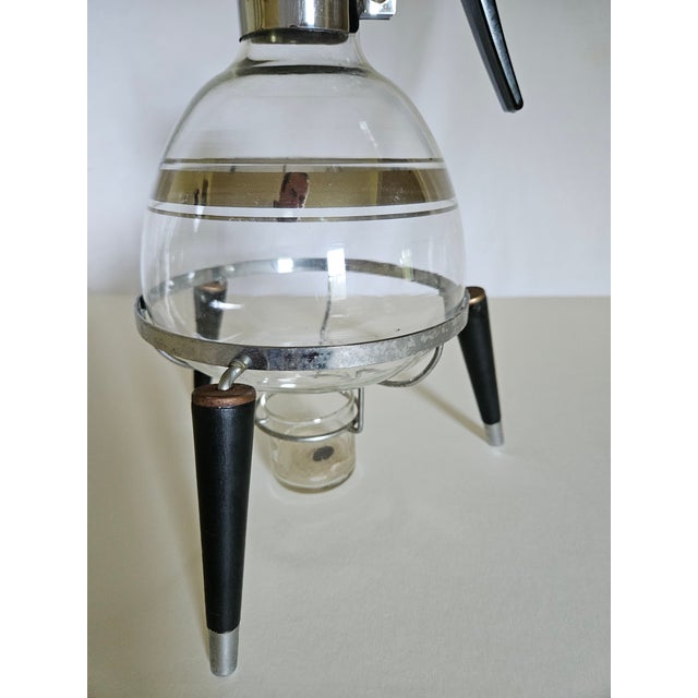 Mid-Century Modern Vintage Mid Century Modern Atomic Pyrex Coffee Pot With Tripod Warming Stand For Sale - Image 3 of 6
