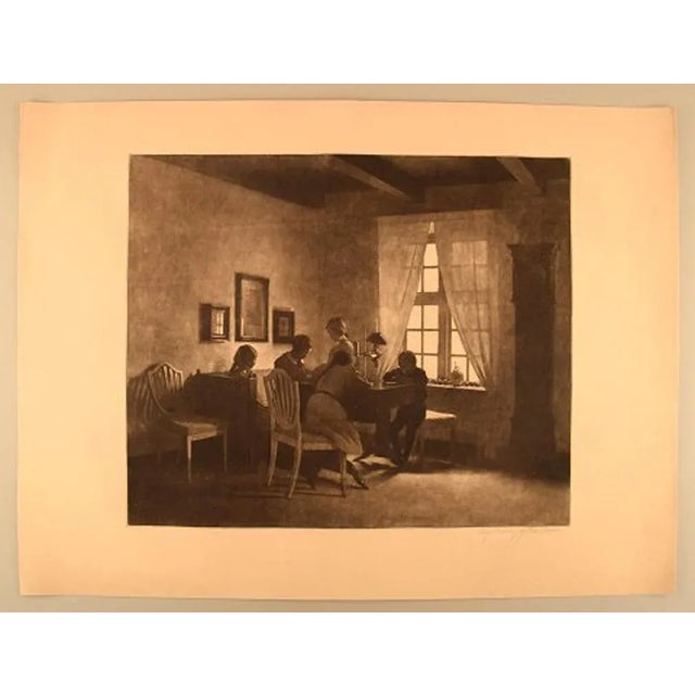 Light Yellow Antique Etching by Peter Ilsted For Sale - Image 8 of 8