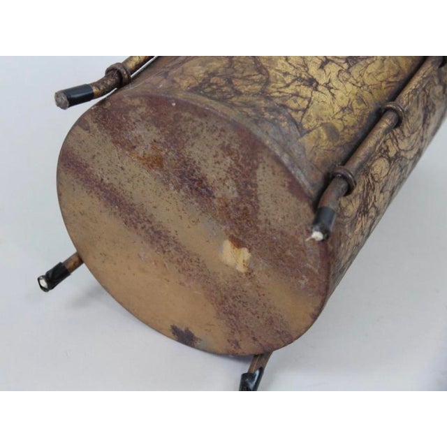 Gold 1960s Hollywood Regency Gilt Faux Bamboo Wastebasket or Trash Can For Sale - Image 8 of 9