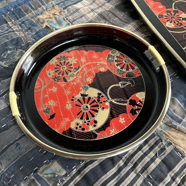 Vintage Japanese Obon Tea Ceremony Trays, 1980s, Set of 2 For Sale - Image 11 of 16