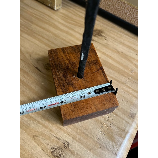 Wood Vintage Black Brutalist Vase on Wooden Base For Sale - Image 7 of 8