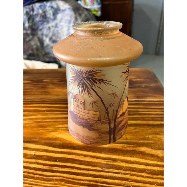 Vintage Brass Bridge Lamp With Glass Shade For Sale - Image 10 of 11