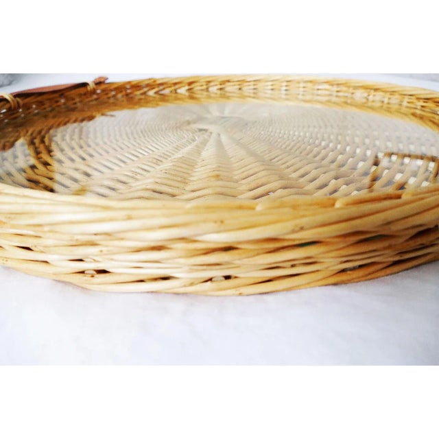 2000 - 2009 Hermes Wicker Tray with Leather Handles For Sale - Image 5 of 11
