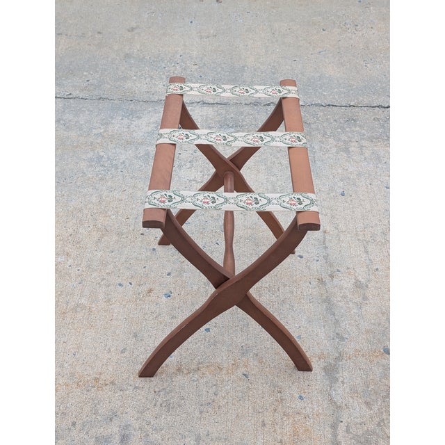 Wood Vintage Wooden Vintage Scheibe Style Folding Luggage Rack Stand For Sale - Image 7 of 12